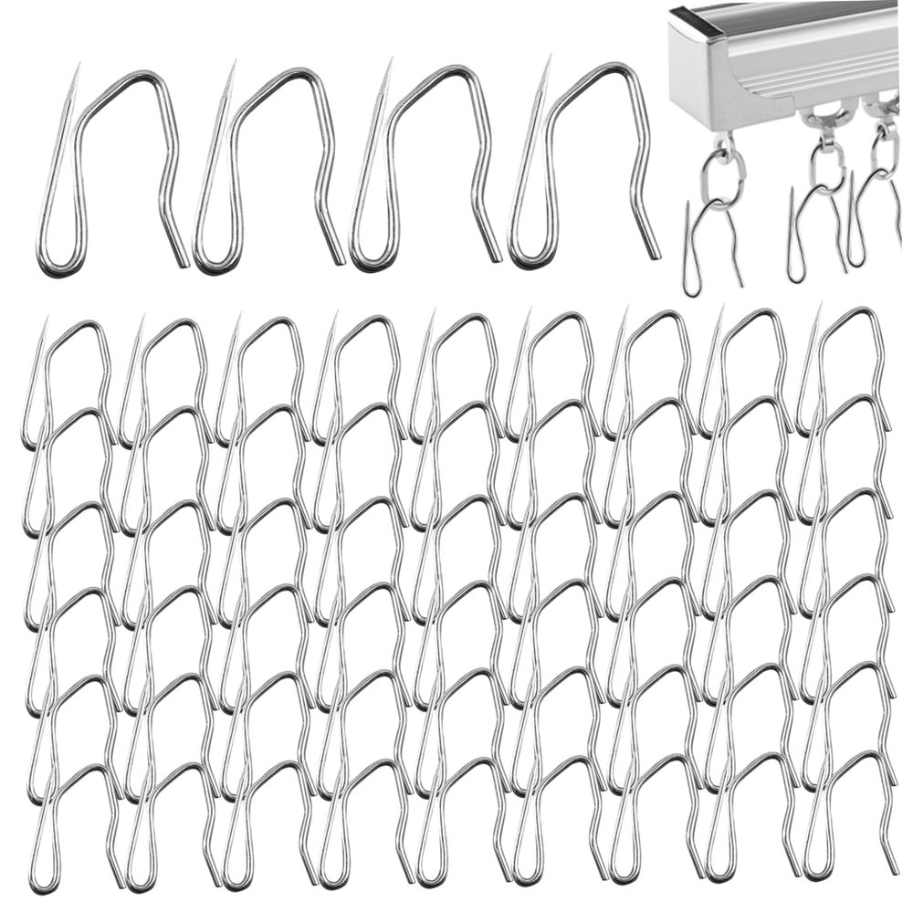 58Pcs Curtain Hooks, Rustproof Sturdy S-Shaped Metal Curtain Hooks for Drapes, Heavy-Duty Drapery Hooks for Window Curtain, Door Curtain and Shower Curtain Curtain Hooks for Drapes