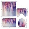 4 Pcs Purple Floral Shower Curtain Set Rustic Wisteria Lavender Flower Vine Country Farmhouse Plants Spring Garden Flowers Abstract Art Bathroom Decor Bath Mat Toilet Cover Mat U Mat with 12 Hooks view 3