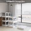 506QT 4-Pack Transparent Stackable Storage Bins with 5 Doors to Open with Wheels, Folding Plastic Craft Containers Large Closet Organizers Box for Bedrooms Living Rooms Study, Black view 3