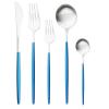 5/20/30/40/50/60pcs Champagne Gold Stainless Steel Cutlery Set Portuguese Matte Cutlery Tea Spoon(Blue Silver,1Set-5Pcs) view 1