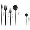 5/20/30/40/50/60pcs Champagne Gold Stainless Steel Cutlery Set Portuguese Matte Cutlery Tea Spoon(Blue Silver,1Set-5Pcs) view 2