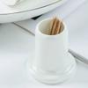 BMXCY Exquisite Toothpick Holder White Toothpicks Container Ceramic Toothpick Holder with Lid Toothpick Dispenser Sturdy view 4