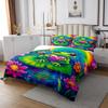 3 Piece Green Frog Quilt Bedding Set Women Aldult Lightweight Bedding Pink Lotus Flower Bedspread Set Rainbow Bedspread Coverlet Soft Microfiber Home Quilt Set for King Bed All Season view 2