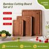 3 Packs Bamboo Cutting Board Set with Non Slip Feet and Over Sink Nice Solid Thick Wood Juice Groove Chopping Board Extra Large Big Small Best Hardwood Kitchen Counter Organic Vegetable view 3