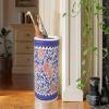 SUZEPER Traditional Style Ceramic Umbrella Stand Rack With Floral Blue & White Porcelain, Home Office Entryway Decor Umbrella Holder,modern Floor Vase For Canes Walking Sticks (40x24cm(16x9inch), D) view 2