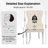 adochr Velvet Dining Chairs Set of 6, Tufted Upholstered Dining Room Chair with Pull Ring and Stainless Steel Legs, Beige view 3