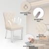 adochr Velvet Dining Chairs Set of 6, Tufted Upholstered Dining Room Chair with Pull Ring and Stainless Steel Legs, Beige view 4