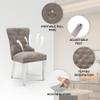 adochr Velvet Chenille Dining Chairs Set of 6, Tufted Upholstered Dining Room Chair with Pull Ring and Stainless Steel Legs, Light Grey view 4