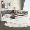 DaiNNCN L-Shaped Full Size Daybed with Openable Upholstered Storage Headboard and Rotatable Table,Captains Corner Bed with Trundle and Bookcase,Sofa Bed for Living Room,White view 2