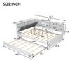 DaiNNCN L-Shaped Full Size Daybed with Openable Upholstered Storage Headboard and Rotatable Table,Captains Corner Bed with Trundle and Bookcase,Sofa Bed for Living Room,White view 4