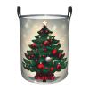 Bedroom clothes storage basket with handles, Christmas Gift Tree portable storage laundry basket, round single-layer laundry basket view 1