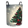 Bedroom clothes storage basket with handles, Christmas Gift Tree portable storage laundry basket, round single-layer laundry basket view 2
