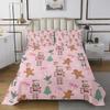 Pink Nutcracker Kids Bedspread Queen Size,Kawaii Bowknot Cute Gingerbread Coverlet Set,Girls Women Room Decor,Christmas Tree Snowflake Quilted Coverlet,Princess Dreamy Bedding Quilt,2 Pillowcases view 1