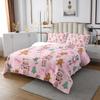 Pink Nutcracker Kids Bedspread Queen Size,Kawaii Bowknot Cute Gingerbread Coverlet Set,Girls Women Room Decor,Christmas Tree Snowflake Quilted Coverlet,Princess Dreamy Bedding Quilt,2 Pillowcases view 3