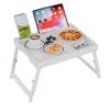 Artmeer Adjustable Bamboo Bed Tray Table with Device Slot, Large, White view 1