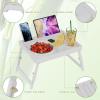 Artmeer Adjustable Bamboo Bed Tray Table with Device Slot, Large, White view 4