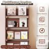 Oracra Magazine Holder 59 Inch Tall Standing Brochures Rack, Commercial Pamphlet Holder Display Stand with 4 Pockets, Bookshelf Pamphlet Organizer for Lobby, Library(Brown) view 4