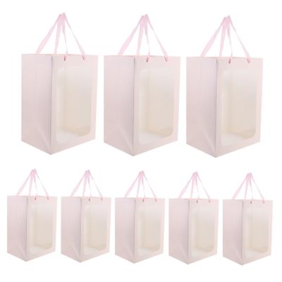 Gatuida 10pcs Transparent with Window Elegant Bridal Party Favor Paper Tote Bags for Weddings Showers and Festivals Sturdy Design for Floral Arrangements