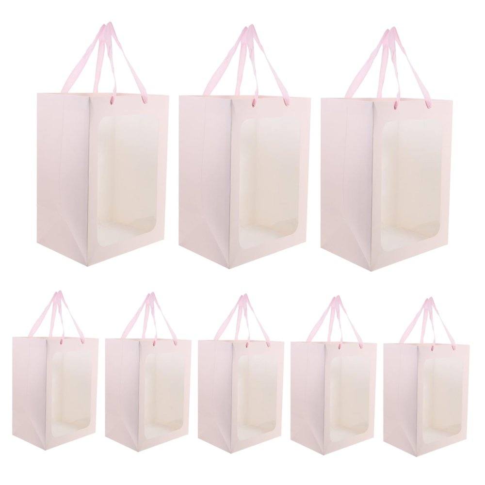 Gatuida 10pcs Transparent with Window Elegant Bridal Party Favor Paper Tote Bags for Weddings Showers and Festivals Sturdy Design for Floral Arrangements