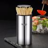BMXCY Exquisite Stainless Steel Toothpick Holder Thickening Toothpick Dispenser Push Type Toothpicks Container Toothpicks Case Sturdy view 4