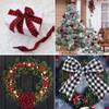 Christmas Ribbon, Black Red White Grid Burlap Ribbon, 2 Rolls 5cm Width x 5m Length, for Crafts, Wrapping, New Year Decorations, Wired Design view 2