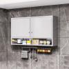 Topjia Kitchen Wall Cabinet,Stainless Steel Medicine Cabinets with Doors and Adjustable Partitions,Wall-Mounted Storage Cabinet for Living Room Kitchen Bathroom(47.24 * 11.81 * 27.56in, B) view 1