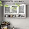 Topjia Kitchen Wall Cabinet,Stainless Steel Medicine Cabinets with Doors and Adjustable Partitions,Wall-Mounted Storage Cabinet for Living Room Kitchen Bathroom(47.24 * 11.81 * 27.56in, B) view 2