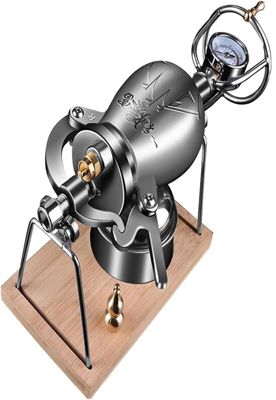 Hebralytic 304 Stainless Steel Chinese Traditional Popcorn Maker Mini Popcorn Pot Hand Popcorn Machine with Pressure Gauge and Pressure Relief Valve Small Popcorn Cannon(100ml)