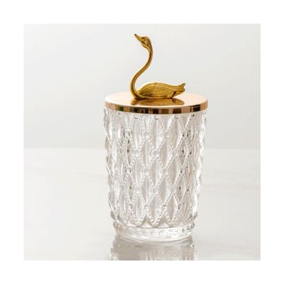 BMXCY Exquisite Swan Toothpick Holder with Lid Toothpick Holders Container Transparent Toothpick Dispenser Glass Toothpicks Container Sturdy