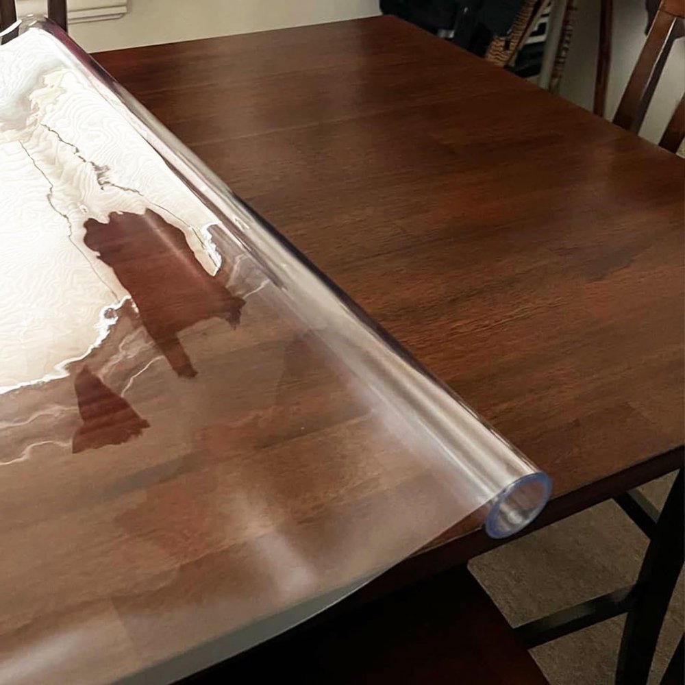 120x186 cm / 47x73 inchs Glass PVC Plastic Table Pads, Transparent 2 (mm) Thickness, Desk Topper, Vinal Table Protector Cover Mat, Table Surface Protector, Dining Table Protector Desk Mat