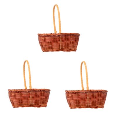 Luxshiny 3pcs Rectangular Mini Easter Basket for Storage and Decoration for Collection and Party Use Easter Accessory Handle