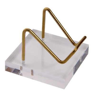 Aqur2020 Mini Display Stand, Copper Bracket Display Holder for Balls and Accessories, with Acrylic Base, Mini Desktop Easel Stands (copper, acrylic)