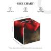 Tissue Box Cover,PU Leather Tissue Box Holder,Red Rose,Rectangular Tissue Box Covers for Kleenex,Napkin,Tissue Holder for Bathroom Home Office 5.2"X5.2"X5.2" view 3
