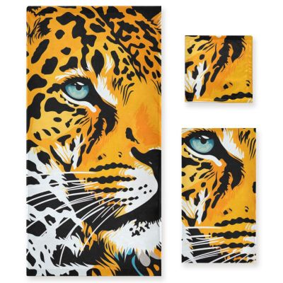 3 Pack Towel Set | 1 Oversized Bath Towels 28"x 55" | 1 Washcloths 16"x28" | 1 Hand Towels 13" | Absorbent, Quick-Drying, Soft, Lightweight, Ideal for Gym Travel Pool - Cute Cheetah (4)