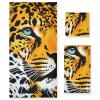 3 Pack Towel Set | 1 Oversized Bath Towels 28"x 55" | 1 Washcloths 16"x28" | 1 Hand Towels 13" | Absorbent, Quick-Drying, Soft, Lightweight, Ideal for Gym Travel Pool - Cute Cheetah (4) view 1