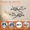 2 Pcs Metal Birds Wall Art, Metal Vivid Birds on Branch Silhouette Wall Decor Black Leaves with Bird, Outdoor Metal Hanging Wall Sculpture with Elegant Tree Branch for Home Balcony Garden (Style 2) view 2