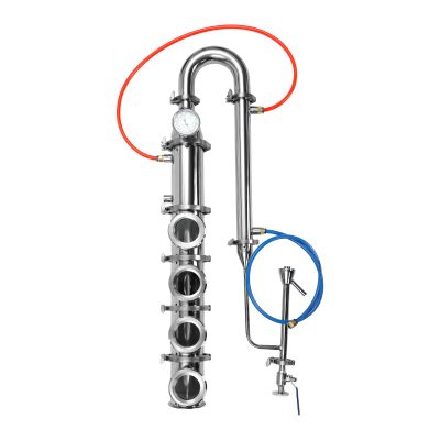 Plate Stainless Moonshine Still Flute Column, 4 Layers 4 Inch Stainless Steel Column Tower Kit DIY Distilling Equipment Free Standing Tubular Distillation Kit for Vodka Whiskey Gin