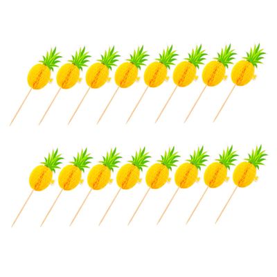 ABOOFAN 30pcs Hawaiian Theme Cake Picks Decorative Pineapple Flamingo Party Accessories for Birthdays Luau Celebrations and Special Events