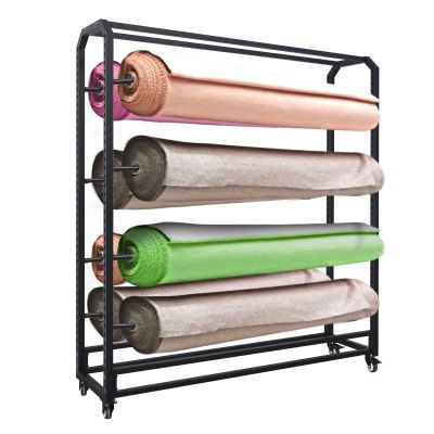 8/10/12/14/16/18/20 Rolls Commercial Fabric Roll Storage Rack, with Adjustable Hanging Rod, Movable Steel Organiser Holder with Wheels for Vinyl Rolls/Leather Rolls/Window Film/Wallpaper(130cm,8 rods)