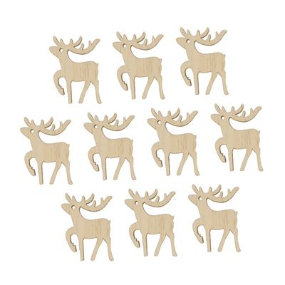 TEHAUX Christmas Decorations DIY Pendant with Elk Shape Wooden Cutouts Decorative Props Bulk Ornament Hooks