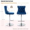 Adjustable Height Bar Stool Set of 6, Swivel Barstools with Tufted Back and Chrome Metal Base, Velvet Fabric Upholstered Bar Chairs for Kitchen Island and Pub Counter (Blue,6 Pcs) view 3