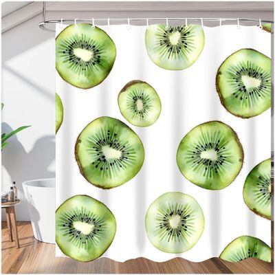 AGHESOTH Kiwi Cuter Shower Curtain Home Bathroom Decor Bath Curtains for Country Cottage Waterproof Fabric for Coastal Washable Home Office Farmhouse 66Lx72W Inch with Plastic 12PCS Hooks