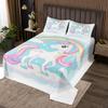 Feelyou Cute Unicorn Bedspread Twin Size Kids Dreamy Horse Rainbow Coverlet Set for Boys Girls Teens Glitter Quilted Coverlet Breathable Unicorn Quilted Cute Animal view 1