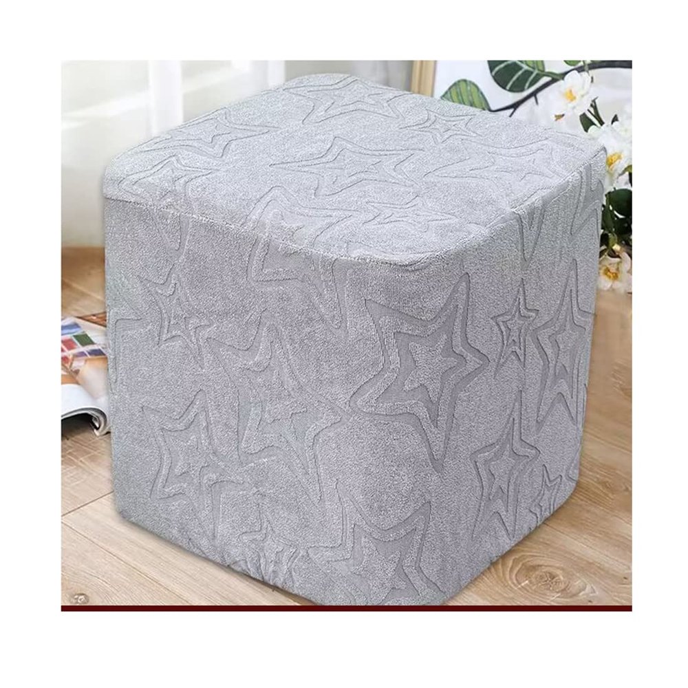 ZYANLING Small Ottoman Covers Square/Round Footstool Cover Stretch Storage Ottoman Slipcover Jacquard Pattern Cube Ottoman Stool Cover Furniture Protector with Elastic Bottom,H,30x30cm