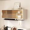 Wall Mounted Rubber Wood Medicine Cabinet with Glass Door, Sliding Pantry Storage Cabinet for Bathroom and Kitchen - Adjustable Shelves and Floating Display Stand view 1