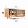Wall Mounted Rubber Wood Medicine Cabinet with Glass Door, Sliding Pantry Storage Cabinet for Bathroom and Kitchen - Adjustable Shelves and Floating Display Stand view 2