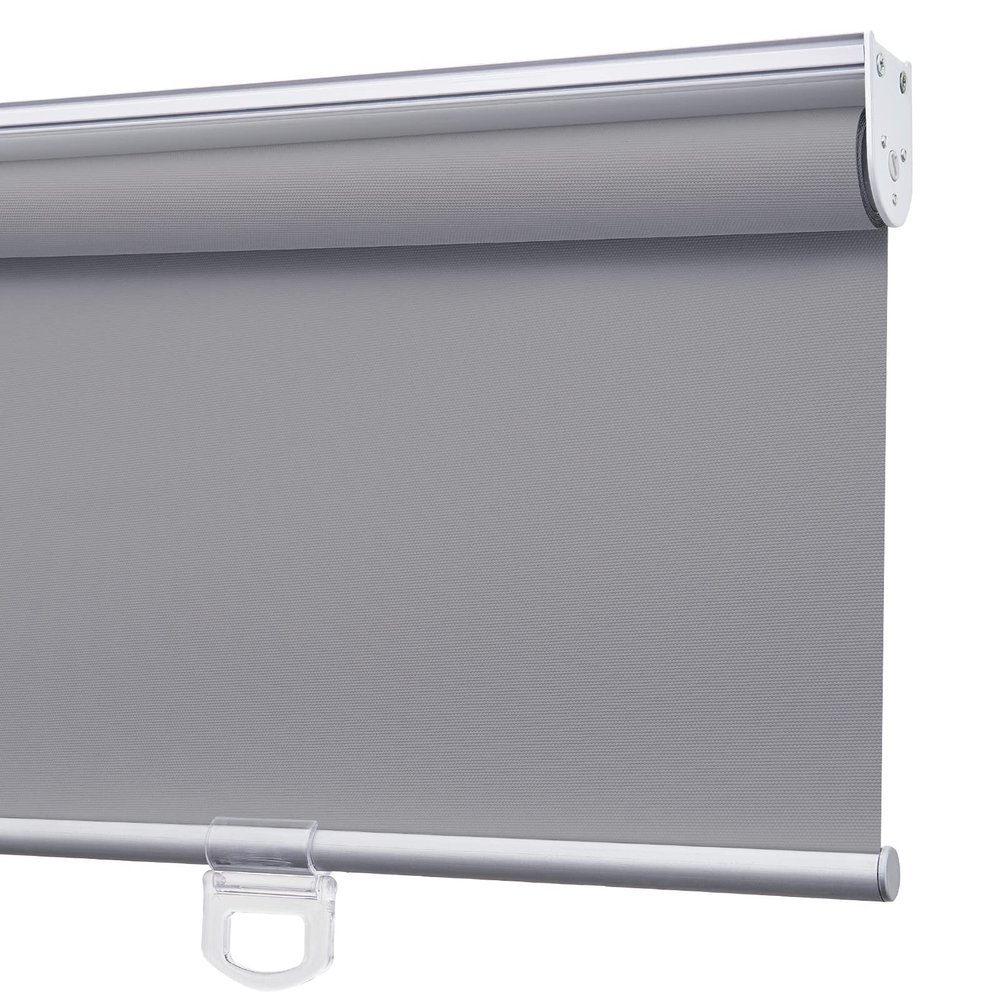 Pasoun Blackout Roller Shades Cordless Roller Blinds with Heat Insulation Waterproof Fire Resistant Crease-Resistant Roll up Window Blinds for Home Easy to Install (Gray, Size 47 1/2" W x 64" H)