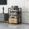2/3/4-Tier Movable Audio Rack AV Media Stand CD Player Stereo Component Storage Cabinet Corner Media Center with Height Adjustable Wooden Shelf and Dr(A-2-3 Tier-50x40x79cm) view 1