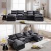 123" Modern U Shaped Chenille Couch with Storage & Cup Holders & USB Ports, Modular Sectional Sofa Cloud Couch, 4 Seat Upholstery Sleeper Sofa for Living Room Apartment, Office (Gray) view 1