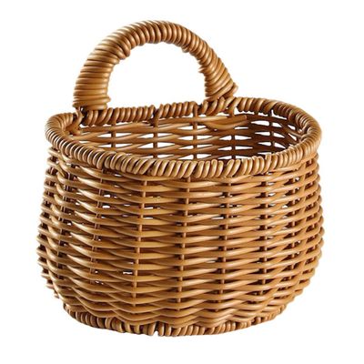 BEBEMOKO Woven Storage Basket for Kitchen Hanging and Garlic Organizer Wall-mounted Container for Clutter Spaces Neat Sundries Storage and Design
